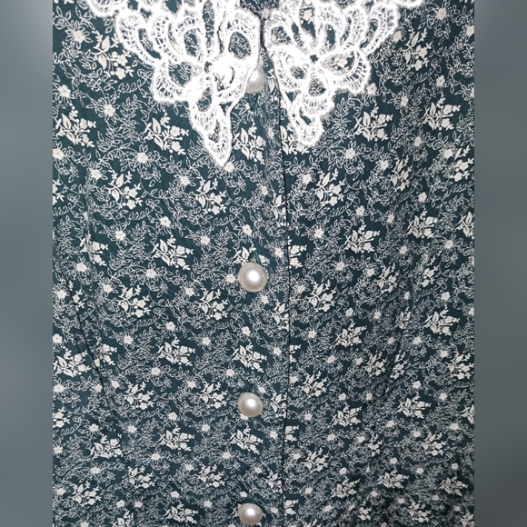 Vintage patterned green midi dress - Picture 2 of 7